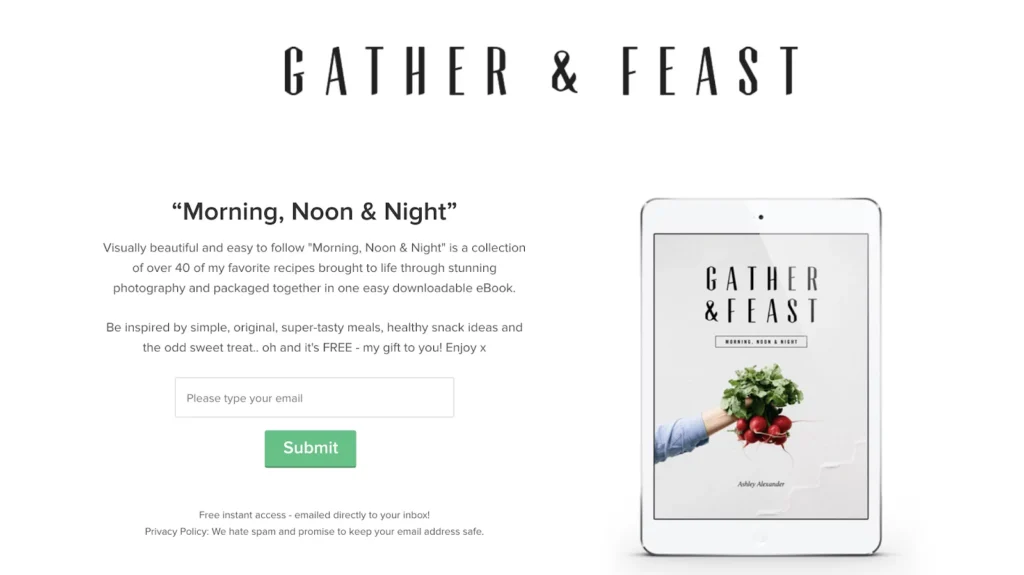 Landing Page Gather and feast